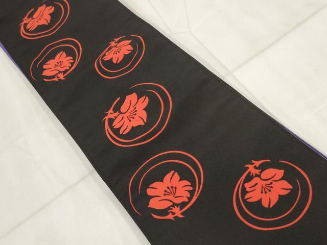 平和屋着物◎両面半幅帯 手描き 花丸文 AABH8067wj