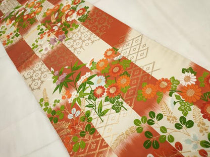 平和屋着物◎六通柄袋帯 唐織 草花文 金糸 正絹 逸品 AABH8081wj