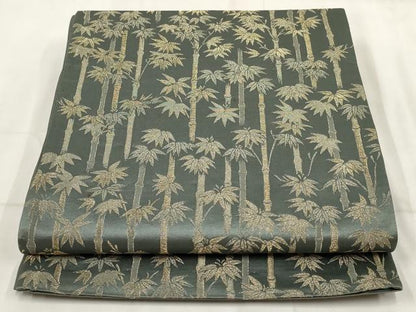 平和屋着物◎六通柄京袋帯　笹竹文　金糸　正絹　逸品　AABH8102wj