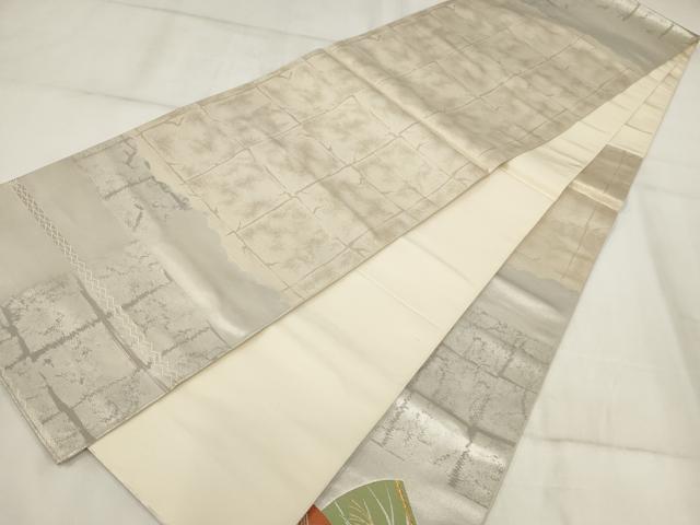 平和屋着物◎太鼓柄袋帯　唐織　扇面花文　金糸　正絹　逸品　AABH8103wj