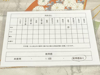 平和屋着物◎太鼓柄袋帯　唐織　扇面花文　金糸　正絹　逸品　AABH8103wj