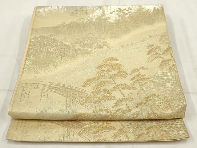平和屋着物◎六通柄袋帯　京洛風景　嵐山　金糸　正絹　逸品　AABH8105wj