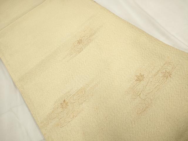 平和屋着物◎両面六通柄袋帯　道長葉文　金糸　正絹　逸品　AABH8107wj