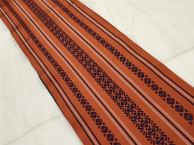 平和屋着物◎本場筑前博多織　半幅帯　献上　正絹　逸品　AABH8123wj