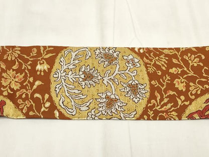 平和屋着物◎九寸名古屋帯　草花丸文　金糸　正絹　逸品　AABH8140wj