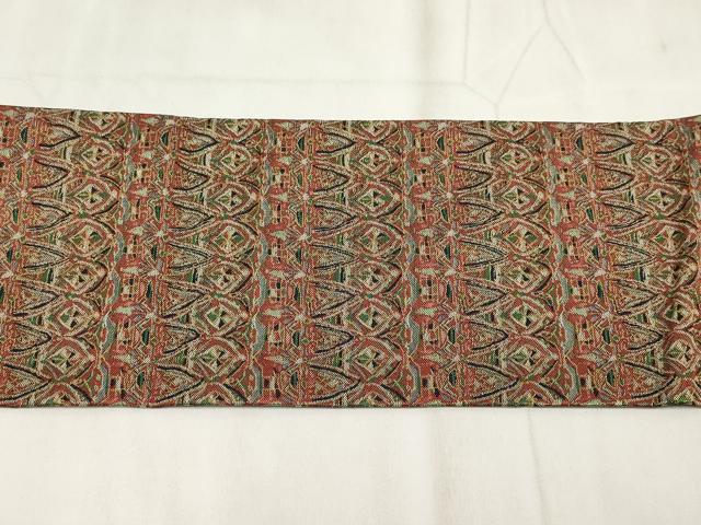 平和屋着物◎九寸名古屋帯　幾何学文様　正絹　逸品　AABH8145wj