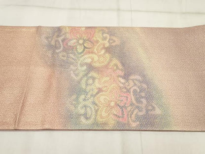 平和屋着物▼太鼓柄袋帯 草花文 暈し染め 金糸 正絹 逸品 AABH8192wj