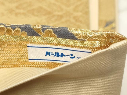 平和屋着物▼六通柄袋帯　鳳凰花菱文　金銀糸　正絹　逸品　AABH8223wj