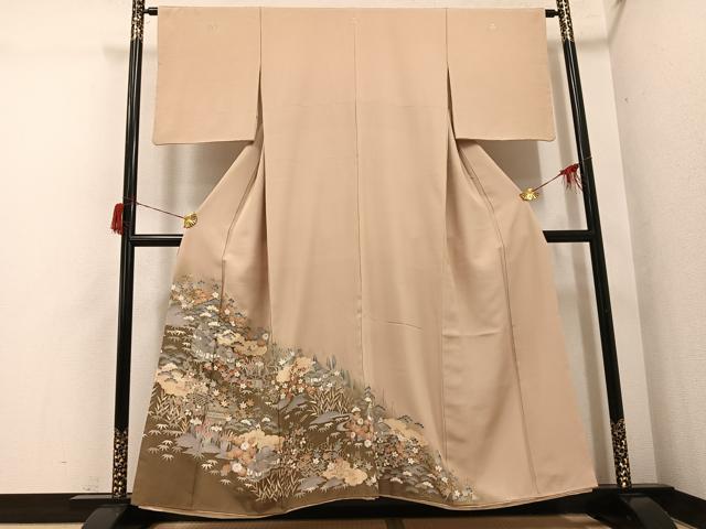 平和屋着物●豪華色留袖　友禅　風景草花文　暈し染め　金彩　正絹　逸品　AABH8241ph