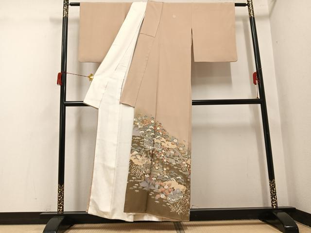 平和屋着物●豪華色留袖　友禅　風景草花文　暈し染め　金彩　正絹　逸品　AABH8241ph