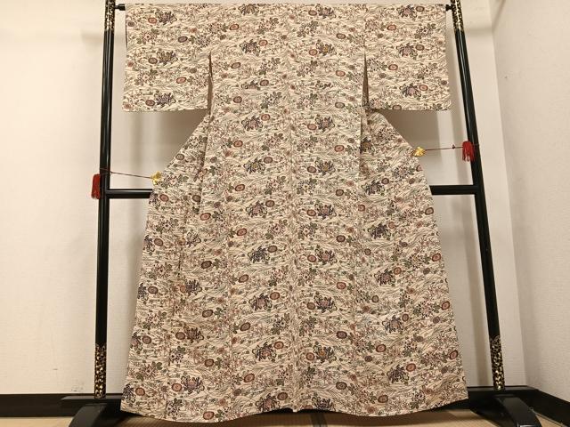 平和屋着物●上質な小紋　型染め　草花文　正絹　逸品　AABH8242ph 平和屋着物○上質な小紋 型染め 草花文 正絹 逸品 AABH8242ph