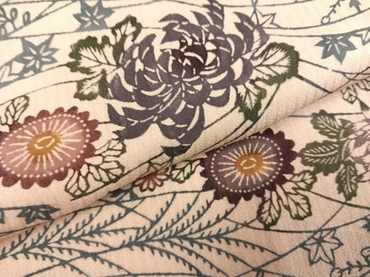 平和屋着物●上質な小紋　型染め　草花文　正絹　逸品　AABH8242ph