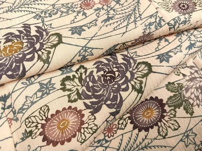 平和屋着物●上質な小紋　型染め　草花文　正絹　逸品　AABH8242ph