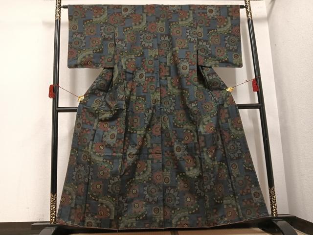 平和屋着物●本場大島紬　一元7マルキ　花尽くし　正絹　逸品　未使用　AABH8243ph 平和屋着物○本場大島紬 一元7マルキ 花尽くし 正絹 逸品 未使用