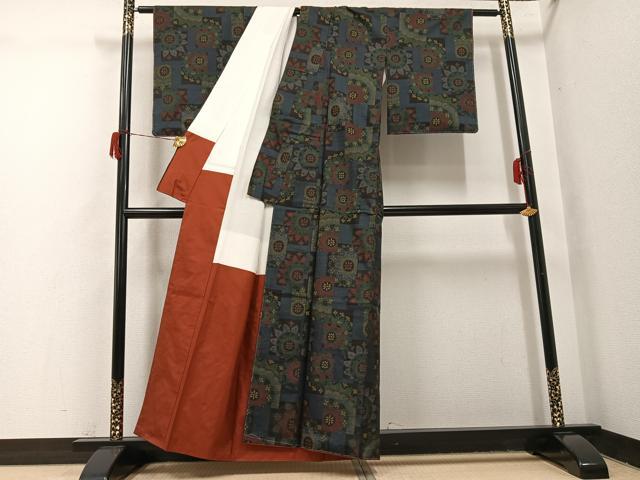 平和屋着物○本場大島紬 一元7マルキ 花尽くし 正絹 逸品 未使用