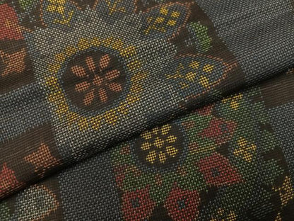 平和屋着物●本場大島紬　一元7マルキ　花尽くし　正絹　逸品　未使用　AABH8243ph