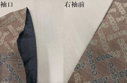 平和屋着物●上質な小紋　紬地　絞り　横段文　正絹　逸品　AABH8244ph