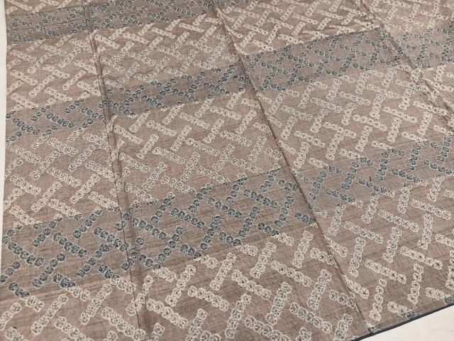 平和屋着物●上質な小紋　紬地　絞り　横段文　正絹　逸品　AABH8244ph