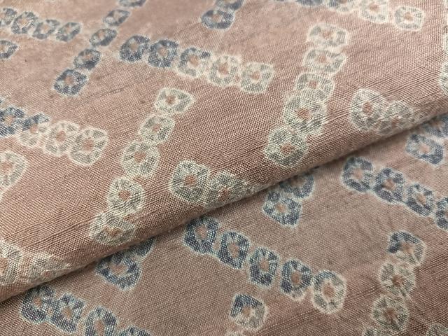 平和屋着物●上質な小紋　紬地　絞り　横段文　正絹　逸品　AABH8244ph