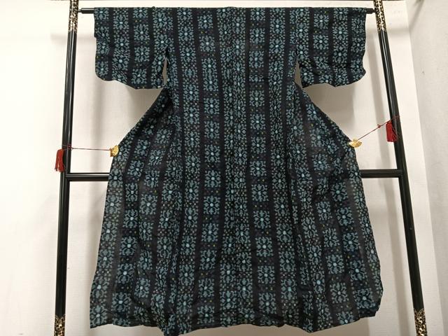 平和屋着物●久留米絣　単衣　花間道　綿　逸品　AABH8246ph
