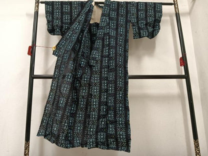平和屋着物●久留米絣　単衣　花間道　綿　逸品　AABH8246ph