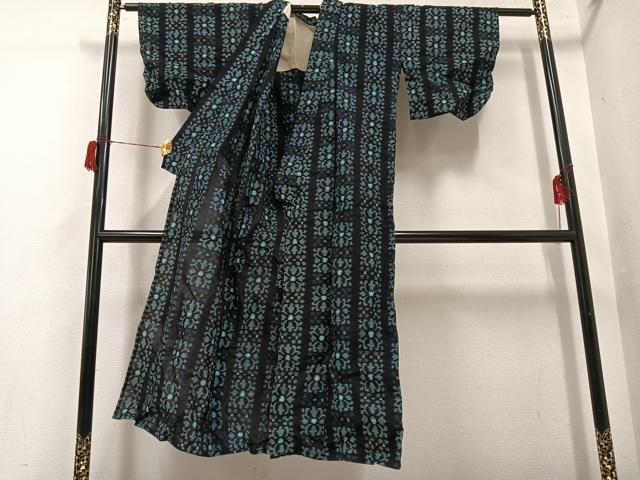 平和屋着物●久留米絣　単衣　花間道　綿　逸品　AABH8246ph