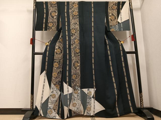 平和屋着物●訪問着　花唐草文　金彩　正絹　逸品　AABH8248ph