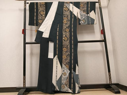 平和屋着物●訪問着　花唐草文　金彩　正絹　逸品　AABH8248ph