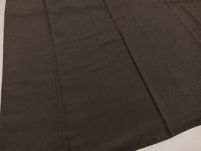 平和屋着物●お召　草花地紋　色無地　樺色　正絹　逸品　AABH8249ph