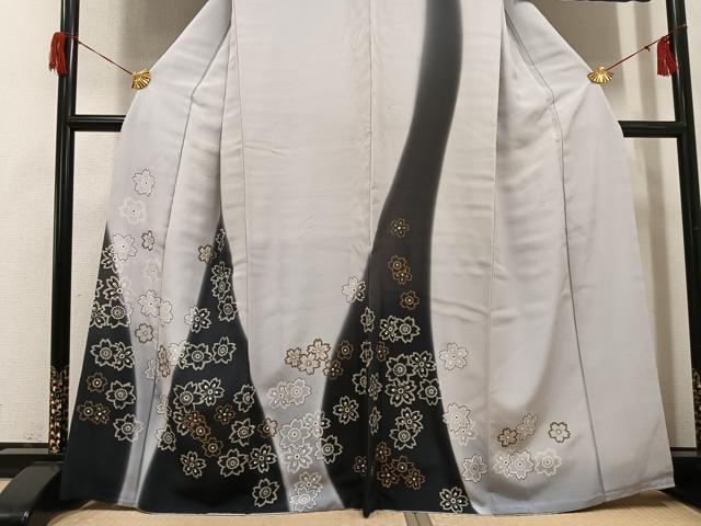 平和屋着物●訪問着　舞桜文　暈し染め　正絹　逸品　AABH8251ph