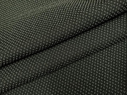 平和屋着物●お召　十字絣　黒地　正絹　逸品　AABH8253ph