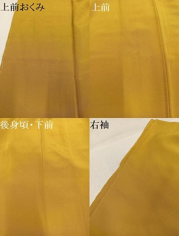平和屋着物●上質な色無地　黄朽葉色　正絹　逸品　AABH8256ph