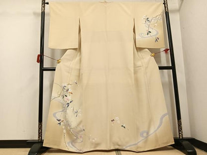 平和屋着物●訪問着　流水枝花文　暈し染め　正絹　逸品　AABH8257ph