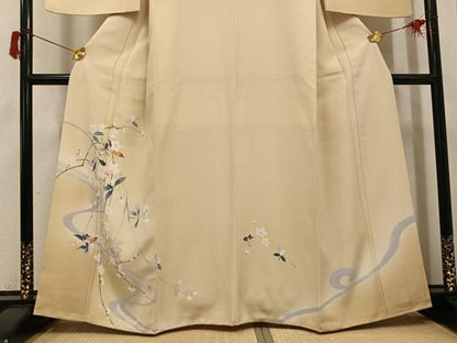 平和屋着物●訪問着　流水枝花文　暈し染め　正絹　逸品　AABH8257ph