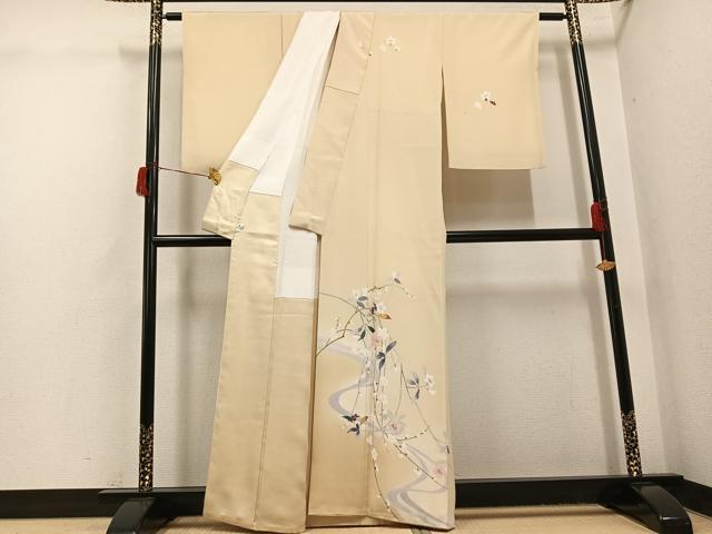 平和屋着物●訪問着　流水枝花文　暈し染め　正絹　逸品　AABH8257ph