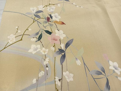平和屋着物●訪問着　流水枝花文　暈し染め　正絹　逸品　AABH8257ph