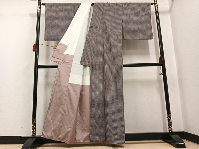 平和屋着物●上質な紬　眼鏡織　吉野織　格子　正絹　逸品　AABH8258ph 平和屋着物○上質な紬 眼鏡織 吉野織 格子 正絹 逸品 AABH8258ph