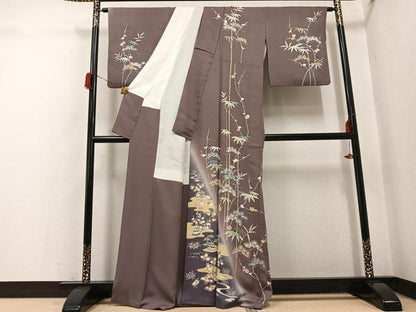 平和屋着物●京友禅作家　関谷泰三　訪問着　松竹梅風景文　暈し染め　正絹　逸品　AABH8268ph