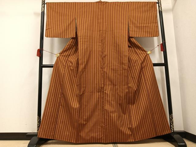 平和屋着物●本場黄八丈　まるまなこ　紬　間道　正絹　逸品　AABH8272ph