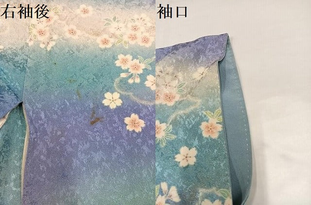 平和屋着物○豪華振袖 駒刺繍 桜 暈し染め 銀彩 金通し