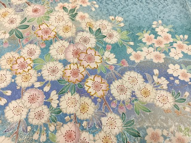 平和屋着物○豪華振袖 駒刺繍 桜 暈し染め 銀彩 金通し