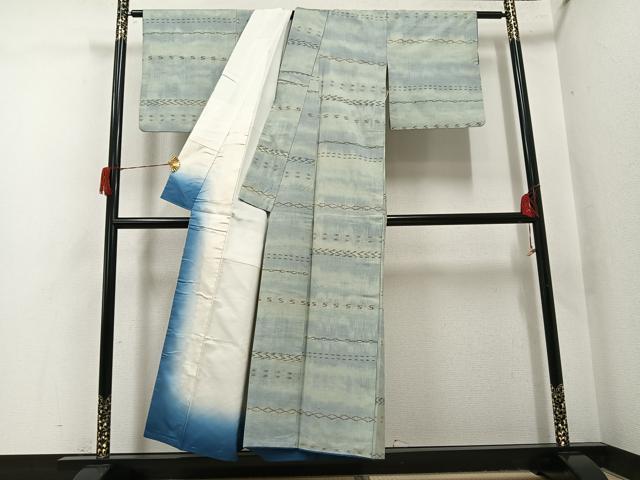 平和屋着物●上質な紬　横段文　正絹　逸品　AABH8278ph