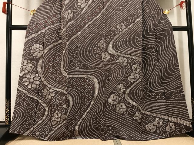 平和屋着物●訪問着　絞り　流水花文　正絹　逸品　AABH8282ph