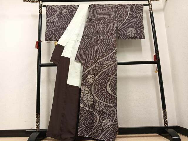平和屋着物●訪問着　絞り　流水花文　正絹　逸品　AABH8282ph