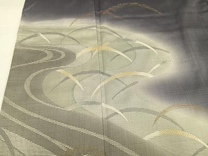 平和屋着物●本場大島紬　染大島　訪問着　刺繍　芝　暈し染め　金糸　正絹　逸品　AABH8283ph