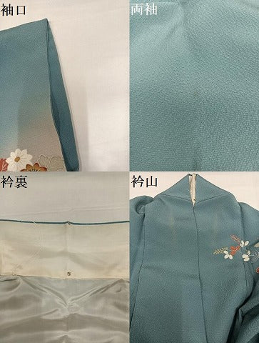 平和屋着物●訪問着　友禅　枝花籬文　暈し染め　正絹　逸品　AABH8284ph