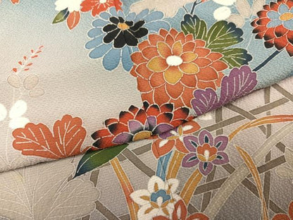 平和屋着物●訪問着　友禅　枝花籬文　暈し染め　正絹　逸品　AABH8284ph