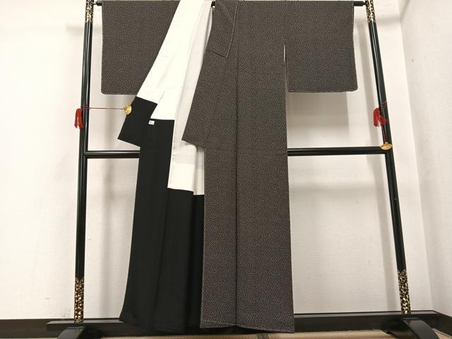平和屋着物●江戸小紋　夜桜　黒地　正絹　逸品　未使用　AABH8285ph