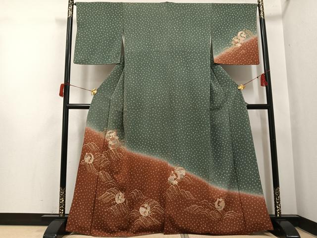 平和屋着物●訪問着　立波花文　暈し染め　金彩　正絹　逸品　AABH8288ph
