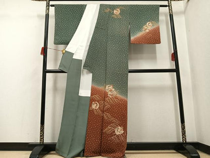 平和屋着物●訪問着　立波花文　暈し染め　金彩　正絹　逸品　AABH8288ph
